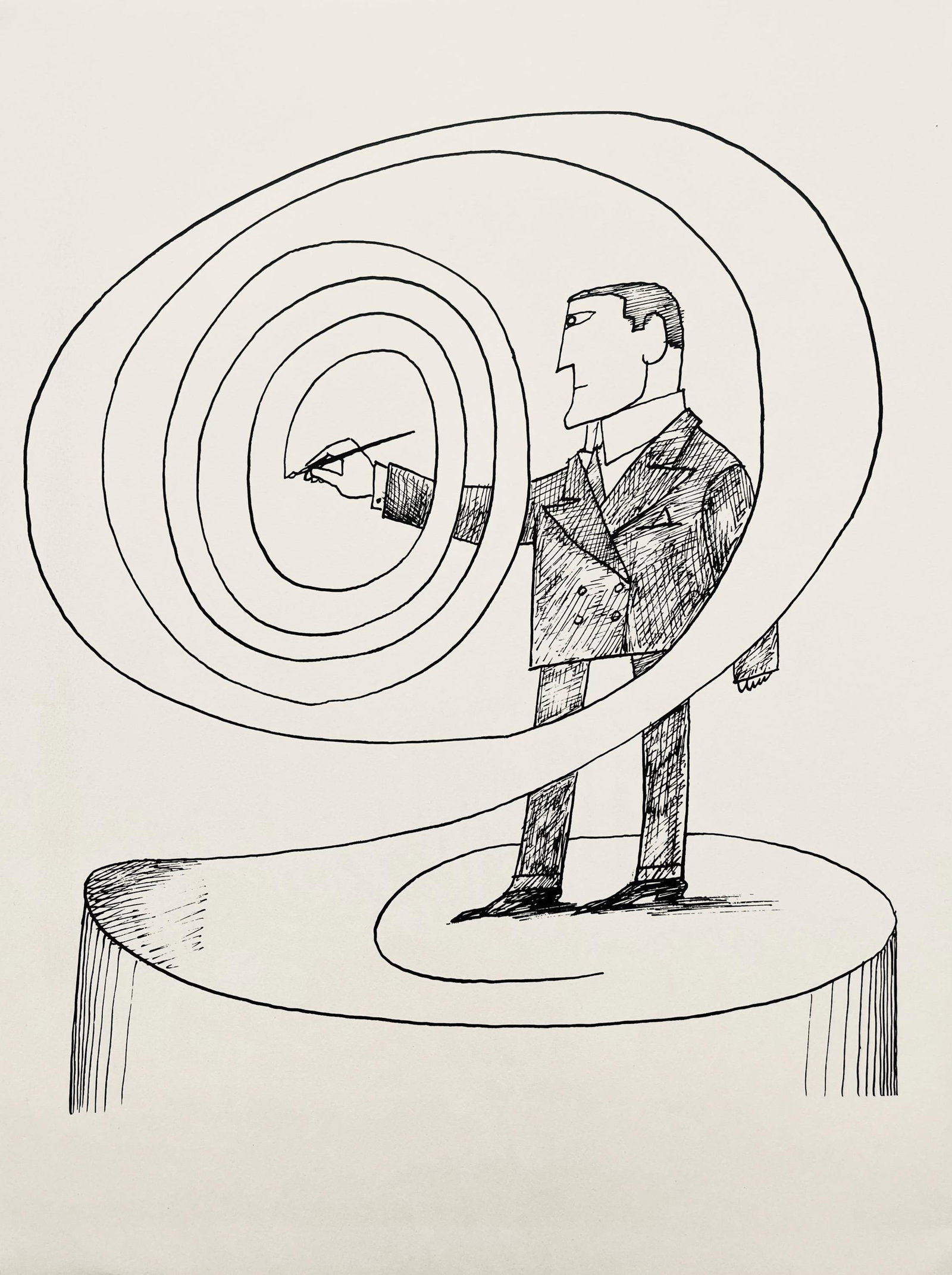 Saul Steinberg, Composition, Derriere le miroir, Limited Edition Lithograph: Lithograph on velin paper. Paper Size: 15 x 11 inches. Excellent condition. Inscription: Unsigned and unnumbered, as issued. Notes: From Derriere le miroir, N deg 157, 1966. Published by Aime Maeght,