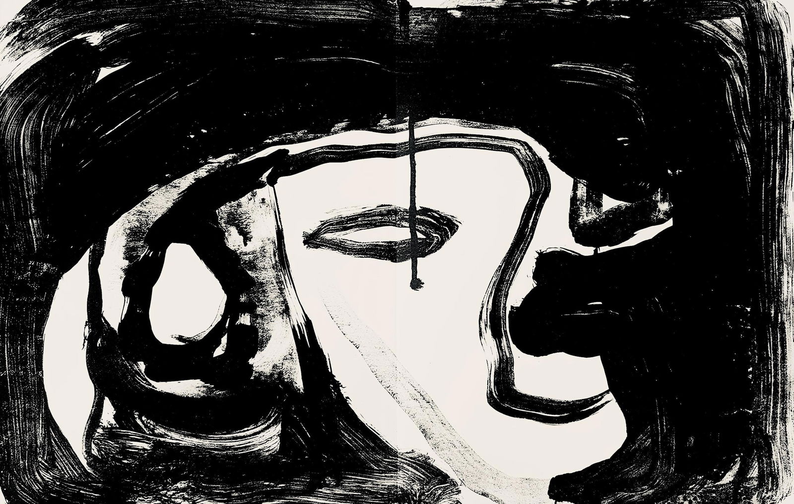 Geer Van Velde, Composition, Suites no1, Limited Edition Lithograph: Lithograph on velin paper. Paper size: 11.2 x 19.1 inches. Excellent condition, with centerfold, as issued. Inscription: Unsigned and unnumbered, as issued. Notes: From the folio, Suites no1, 1962. Pu