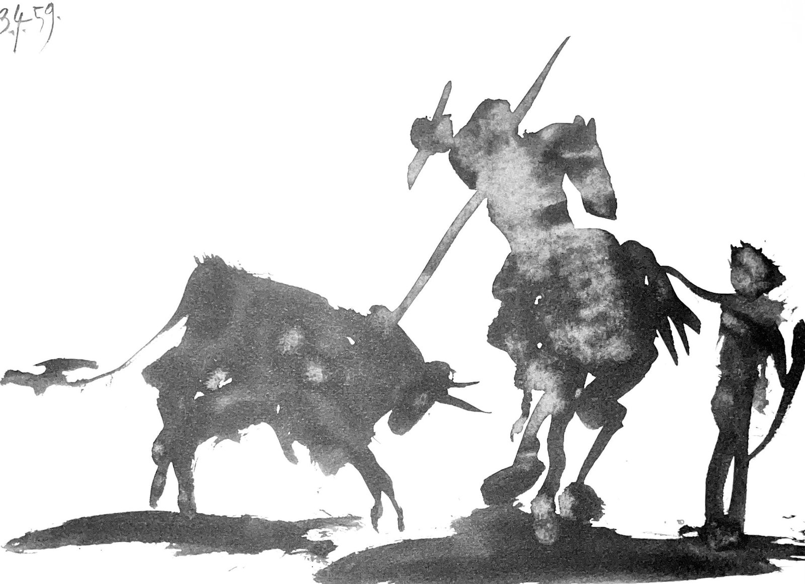 Pablo Picasso, Composition (Bloch 1276; Czwiklitzer 23), Toros y Toreros, Limited Edition Lithograph: Heliogravure on velin paper. Paper Size: 14.75 x 10.5 inches. Inscription: Unsigned and unnumbered, as issued. Notes: From the album, Pablo Picasso, Toros y toreros, 1961. Published by Les Editions Ce