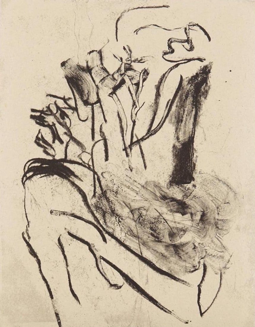 Willem de Kooning, Composition, Poems, Limited Edition Lithograph: Lithograph on papier Kitakata a la main, mounted on papier Cartiere Enrico Magnani a la main paper, as issued. Paper Size: 23.5 x 19 inches. Excellent condition. Inscription: Unsigned and unnumbered,