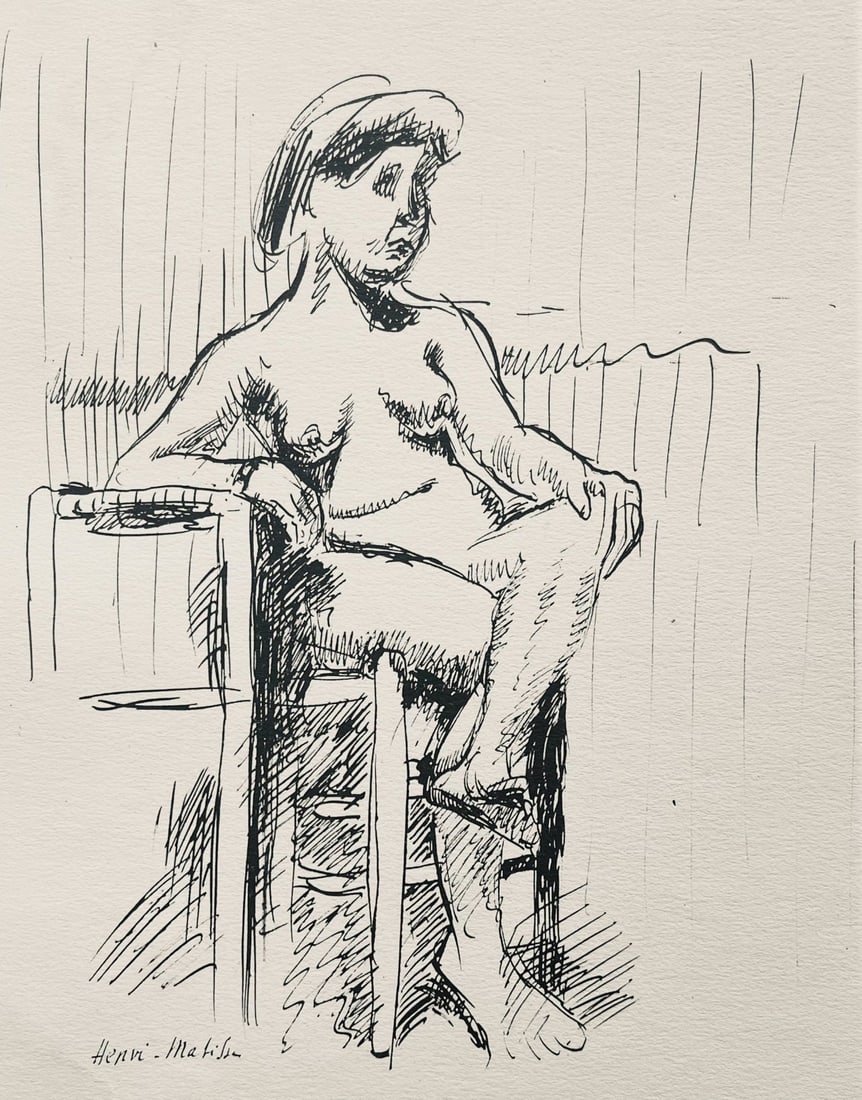 Henri Matisse, Composition (Dutel 3), Dessins de Henri-Matisse, Limited Edition Lithograph: Lithograph on velin Lafuma paper. Unsigned and unnumbered. Paper Size: 10 x 8 inches. Excellent condition. Notes: From the album, Dessins de Henri-Matisse, 1925. Published by Editions des Quatre Chemi