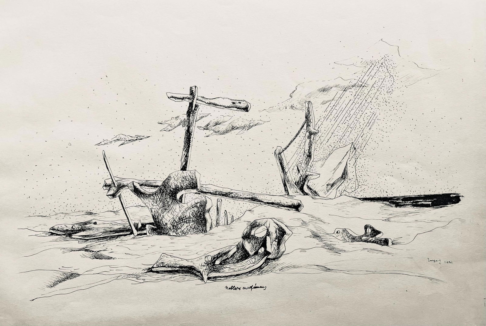 Jean Lurcat, noblesses europeennes, huit dessins a la plume, Limited Edition Lithograph: Lithograph on velin paper. Paper size: 12.625 x 17.625 inches. Excellent condition. Inscription: Unsigned and unnumbered, as issued. Notes: From the album, Jean Lurcat huit dessins a la plume