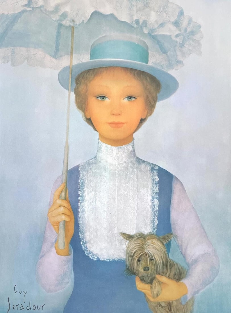 Guy Seradour, Jeune fille a l'ombrelle, Original Edition Offset Lithograph (1 of 4)