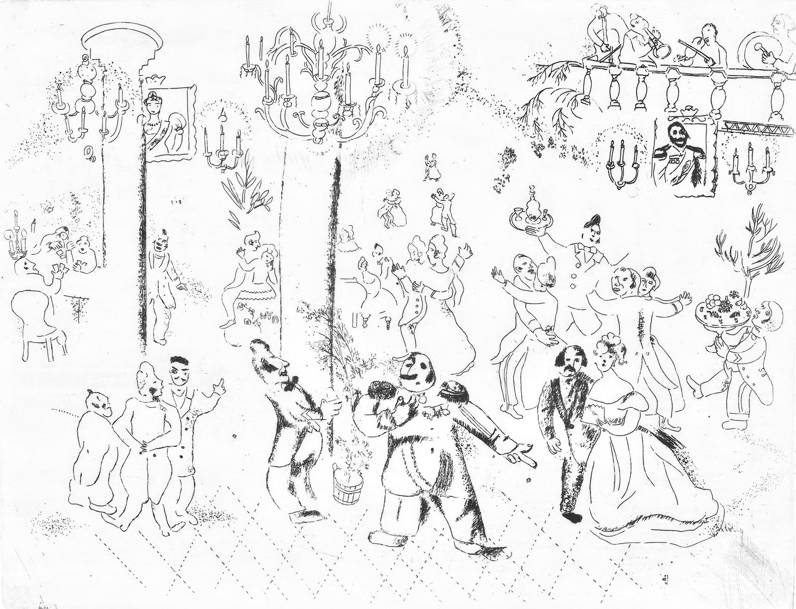 Marc Chagall, La soiree chez le gouverneur (Cramer 17), Nicolas Gogol, Les Ames mortes, Limited (1 of 4)