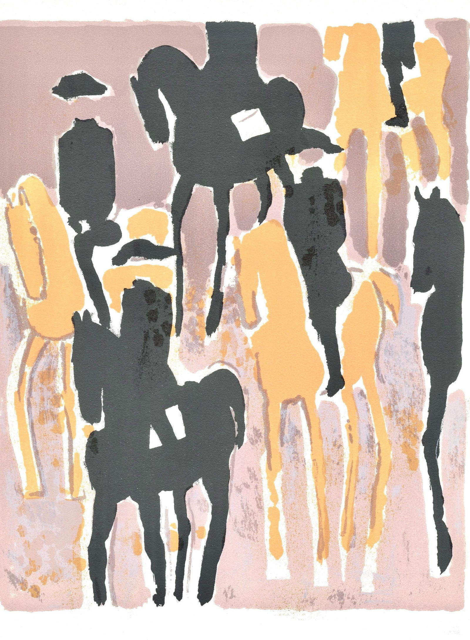 Andre Brasilier, Le Cadre noir, Prints from the Mourlot Press, Limited Edition Lithograph (1 of 4)