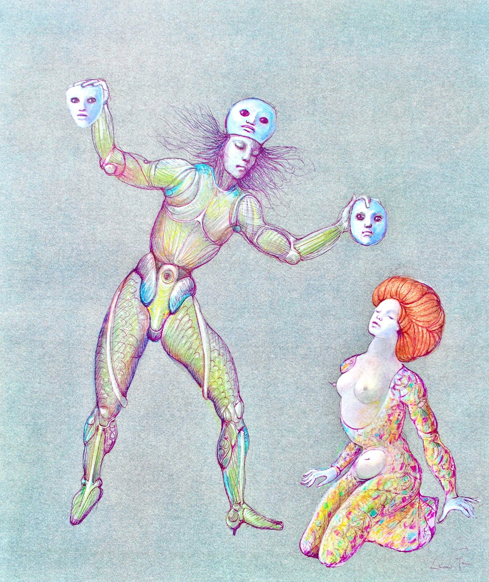 Leonor Fini, Composition, Fruits de la Passion, XXe siecle, Limited Edition Heliogravure: Heliogravure on velin de Rives pur chiffon paper, manufactured by Les papeteries de Rives, Voiron, France. Paper Size: 16.93 x 14.17 inches. Inscription: Signed in the plate and unnumbered, as issued.