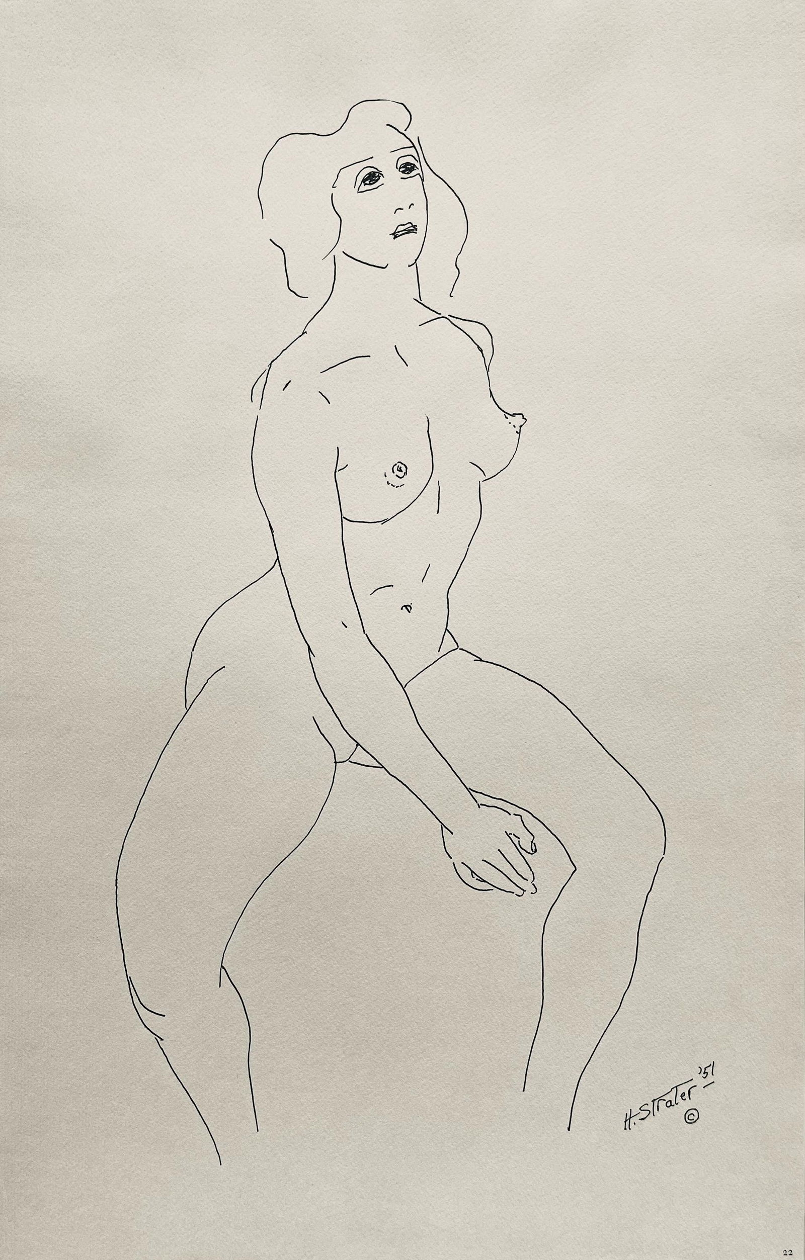 Henry Strater, Composition, 24 Drawings by Henry Strater, Limited Edition Lithograph: Lithograph on velin paper. Signed in the plate and unnumbered, as issued. Paper size: 20.5 x 13.5 inches. Excellent condition. Notes: From the folio, 24 Drawings by Henry Strater, 1963. Published by H