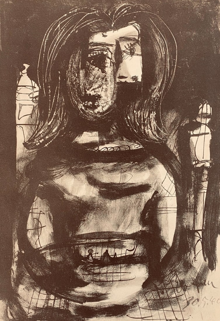 Pablo Picasso, Composition, Carnet de dessins de Picasso, Cahiers d'Art, Limited Edition Lithograph: Lithograph on velin paper. Inscription: Unsigned and unnumbered. Paper Size: 16.54 x 11.81 inches. Excellent condition. Notes: From the volume, Carnet de dessins de Picasso: reproduits au format de l'