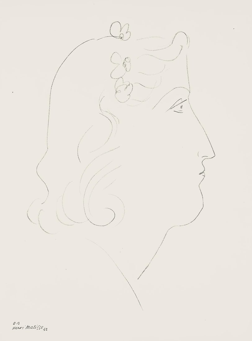 Henri Matisse, Serie O, var. 13 (Duthuit 9), Henri Matisse, Dessins, Themes et variations, Limited: Lithograph on velin pur fil paper. Paper Size: 12.875 x 9.625 inches. Excellent condition. Inscription: Signed in the plate and unnumbered, as issued. Notes: From the folio, Henri Matisse, Dessins,