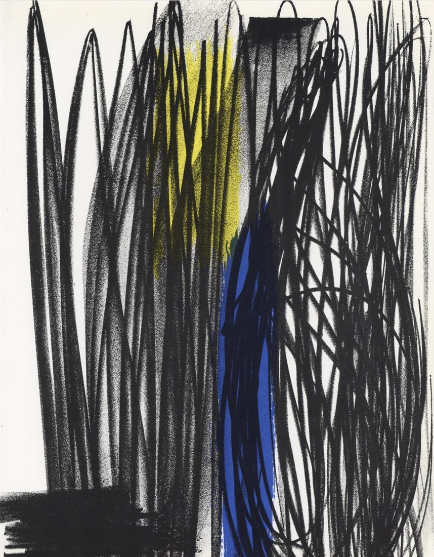 Hans Hartung, Composition, XXe siecle, Limited Edition Lithograph: Lithograph on velin paper. Paper Size: 12.5 x 9.75 inches. Excellent condition. Inscription: Unsigned and unnumbered, as issued. Notes: From the volume, XXe Siecle, n deg41, 1973. Published and printe