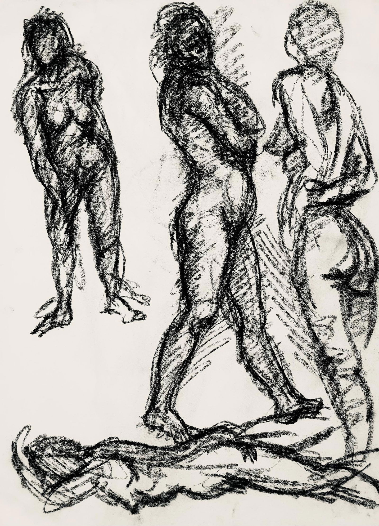 Ian Hornak, Renaissance Female Nude Figure Study, 1963, Original Drawing: Charcoal on velin paper, circa 1963. Paper Size: 23 x 18 inches. Good condition, consistent with age. Inscription: Unsigned, Estate stamped, verso. Provenance: Estate of Ian Hornak, East Hampton. Note