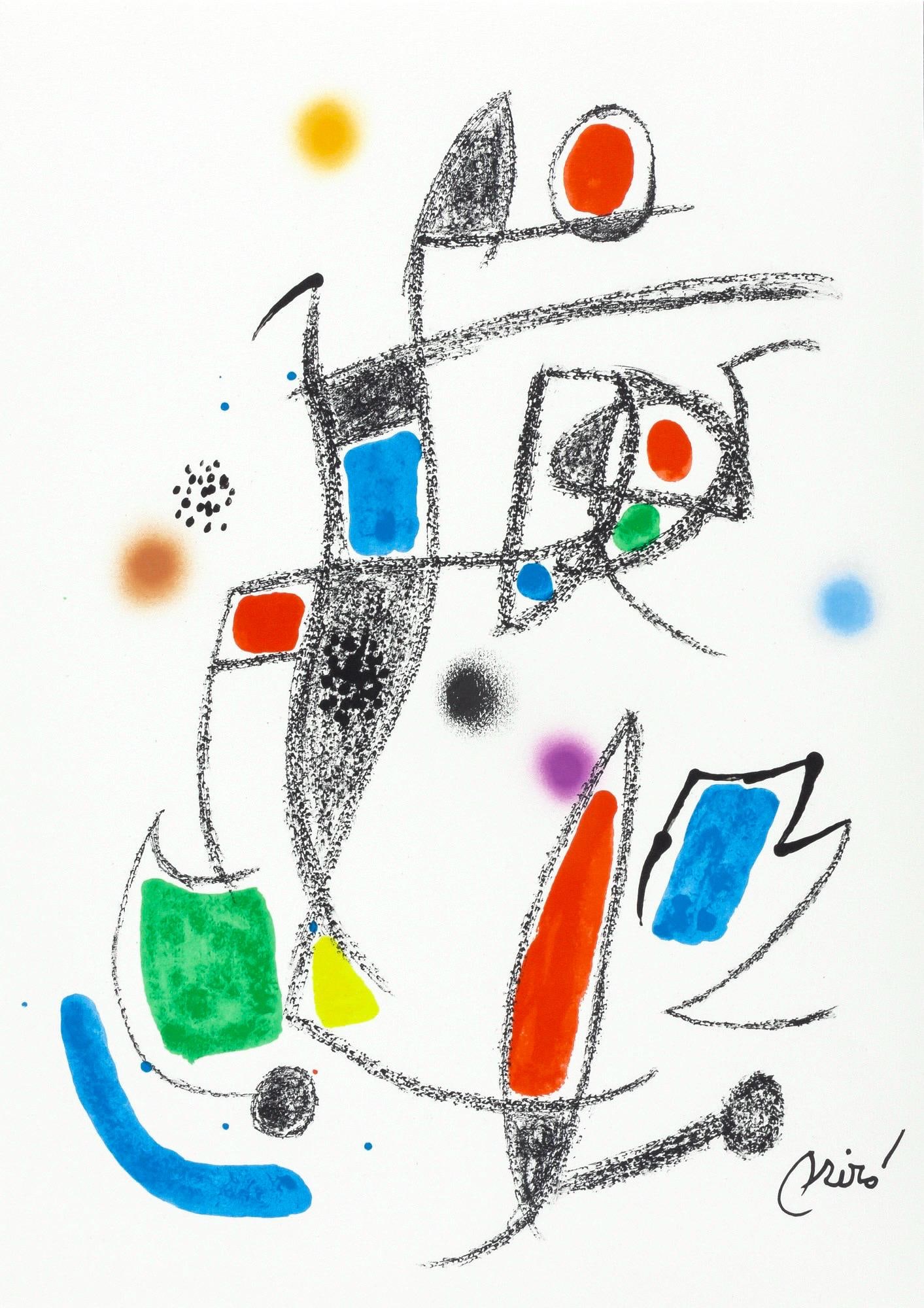 Joan Miro, Composition (Mourlot, 1051-1072), Maravillas con Variaciones acrosticas en el Jardin de: Lithograph on velin d'Arches paper. Paper Size: 19.5 x 14.125 inches. Inscription: Signed in the plate and unnumbered, as issued. Catalogue raisonne references: Cramer, Patrick, and Joan Miro. Joan Mi