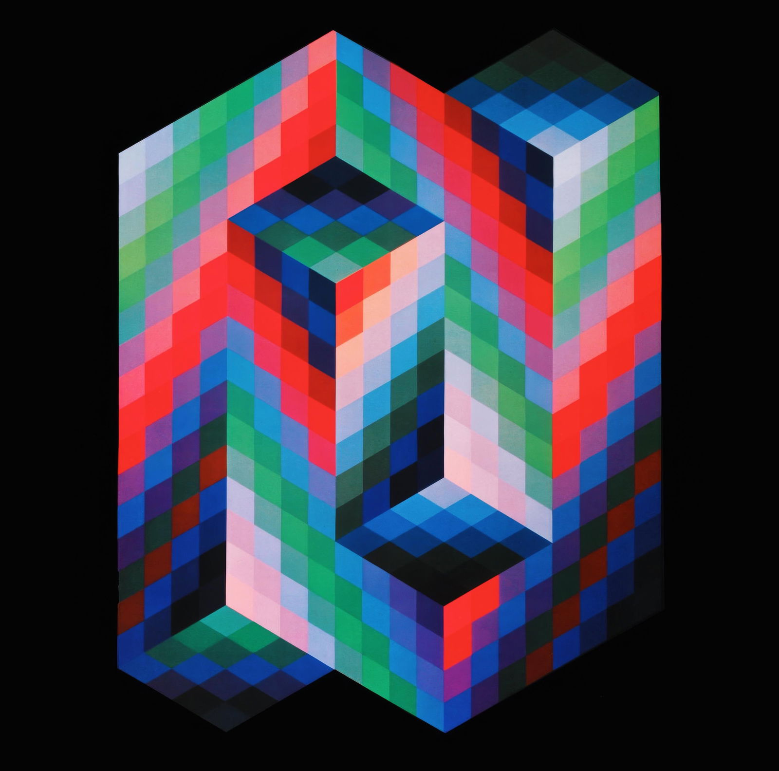 Victor Vasarely, Vaar, from Progressions II, Original Edition Heliogravure, 1972: This exquisite heliogravure by Victor Vasarely (1906-1997), titled Vaar, originates from the 1972 folio Progressions II, published and printed by Editions du Griffon, Neuchatel, Switzerland. The