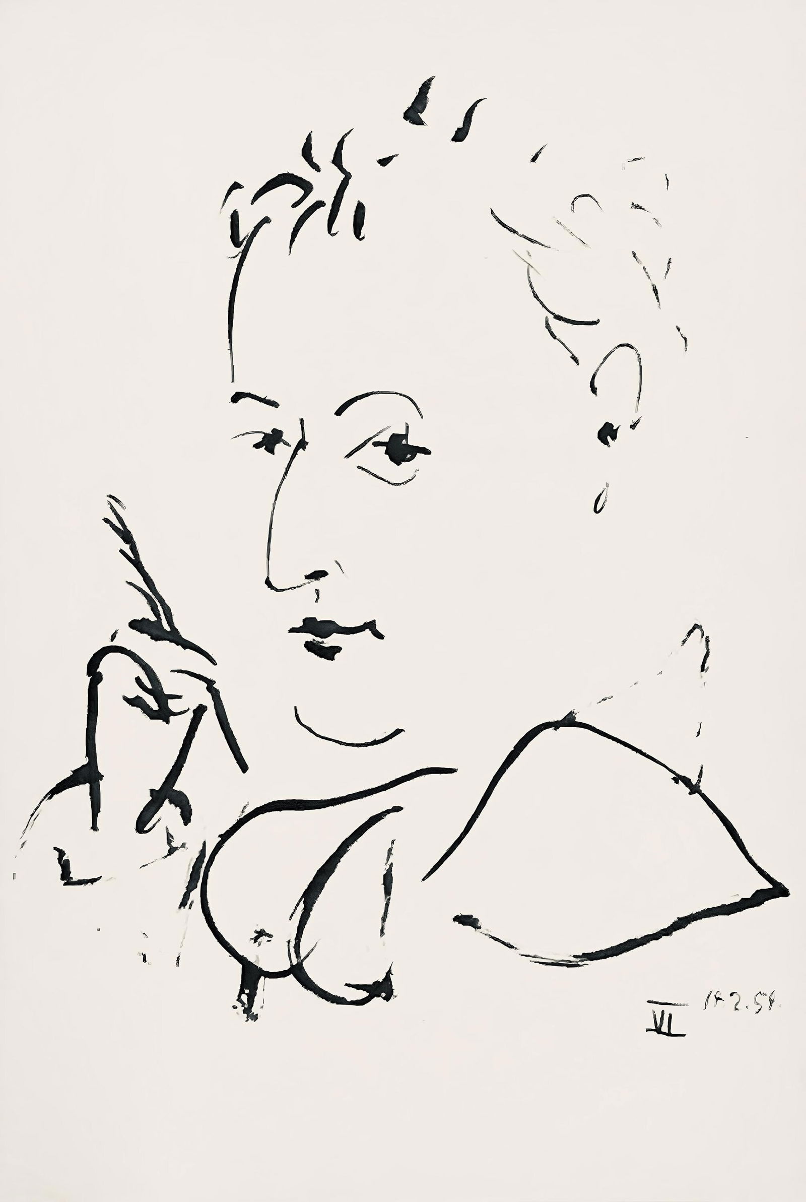 Pablo Picasso, Composition (Horodisch B19), Mystification, Limited Edition Lithograph: Lithograph on velin pur fil Lafuma Navarre paper. Paper size: 10.63 x 7.48 inches. Excellent condition. Inscription: Unsigned and unnumbered, as issued. Notes: From the album, Mystification ou l'Histo