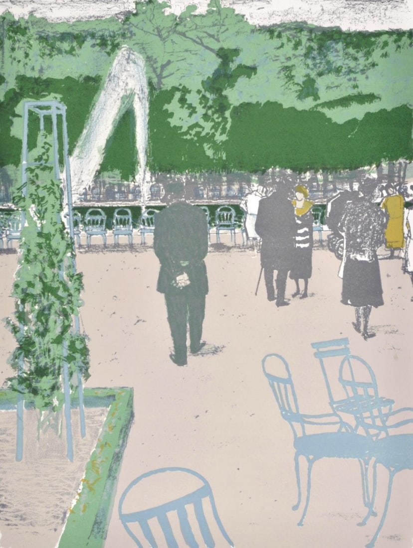 Maurice Brianchon, Les Tuileries, Regards sur Paris, Limited Edition Lithograph: Lithograph on velin d'Arches paper. Paper size: 15.5 x 12 inches. Excellent condition. Inscription: unsigned and unnumbered, as issued. Notes: from the folio, Regards sur Paris, 1962. Published by