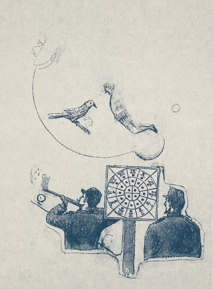 Max Ernst, Composition (Spies/Leppien 218), La Ballade du Soldat, Limited Edition Lithograph: Lithograph on velin d'Arches paper. Paper size: 21.875 x 15 inches. Excellent condition. Unsigned and unnumbered, as issued. Notes: From the folio, La Ballade du Soldat, 34 Lithographies Originales de