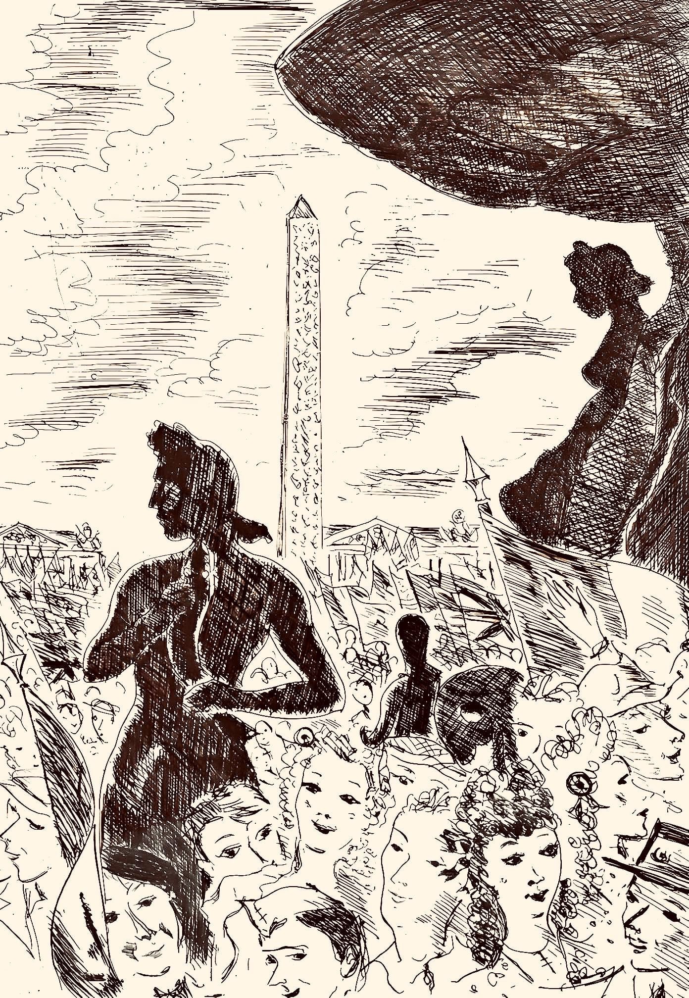 Andre Dignimont, Composition, Jours de gloire, Histoire de la liberation de Paris, Limited Edition: Etching on papeteries velin de Lana paper. Paper size: 11.024 x 8.66 inches. Excellent condition, with full margins. Inscription: unsigned and unnumbered, as issued. Notes: From the folio, Jours de