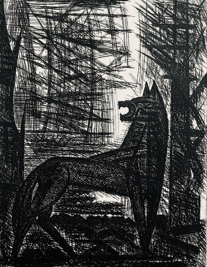 Marcel Gromaire, Presage, Le Loup, Scene VIII, Shakespeare, Macbeth, Eaux-fortes de Gromaire, (1 of 4)