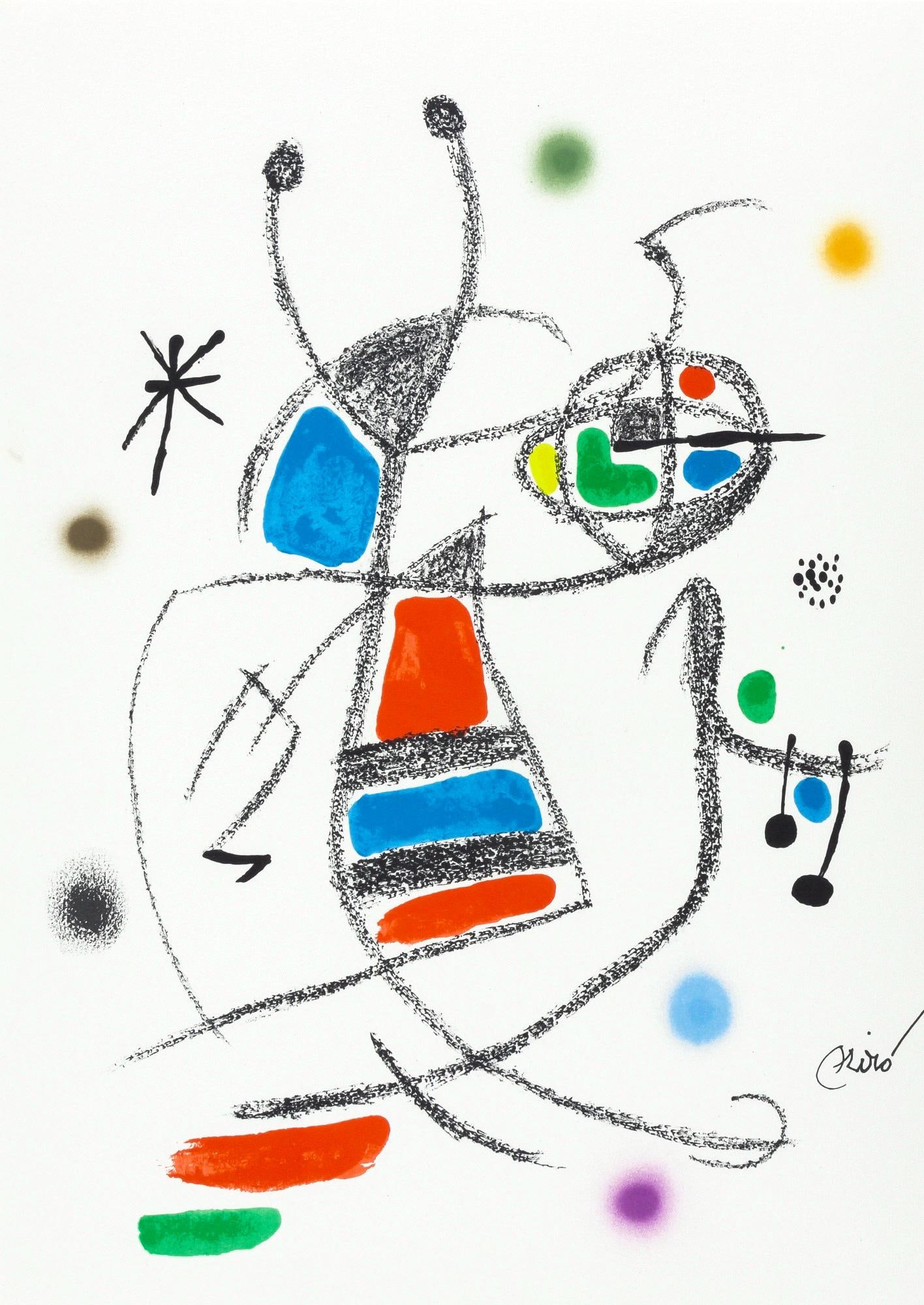 Joan Miro, Composition (Mourlot, 1051-1072), Maravillas con Variaciones acrosticas en el Jardin de: Lithograph on velin d'Arches paper. Paper Size: 19.5 x 14.125 inches. Inscription: Signed in the plate and unnumbered, as issued. Catalogue raisonne references: Cramer, Patrick, and Joan Miro. Joan Mi