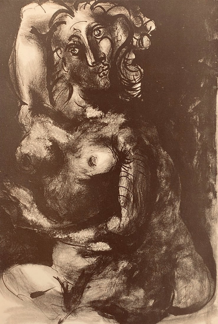 Pablo Picasso, Composition, Carnet de dessins de Picasso, Cahiers d'Art, Limited Edition Lithograph: Lithograph on velin paper. Inscription: Unsigned and unnumbered. Paper Size: 16.54 x 11.81 inches. Excellent condition. Notes: From the volume, Carnet de dessins de Picasso: reproduits au format de l'