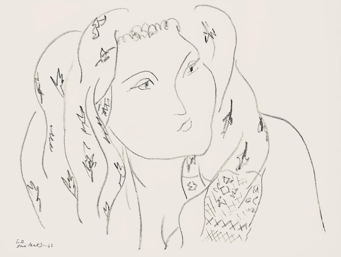 Henri Matisse, Serie L, var. 12 (Duthuit 9), Henri Matisse, Dessins, Themes et variations, Limited: Lithograph on velin pur fil paper. Paper Size: 9.625 x 12.875 inches. Excellent condition. Inscription: Signed in the plate and unnumbered, as issued. Notes: From the folio, Henri Matisse, Dessins, Th