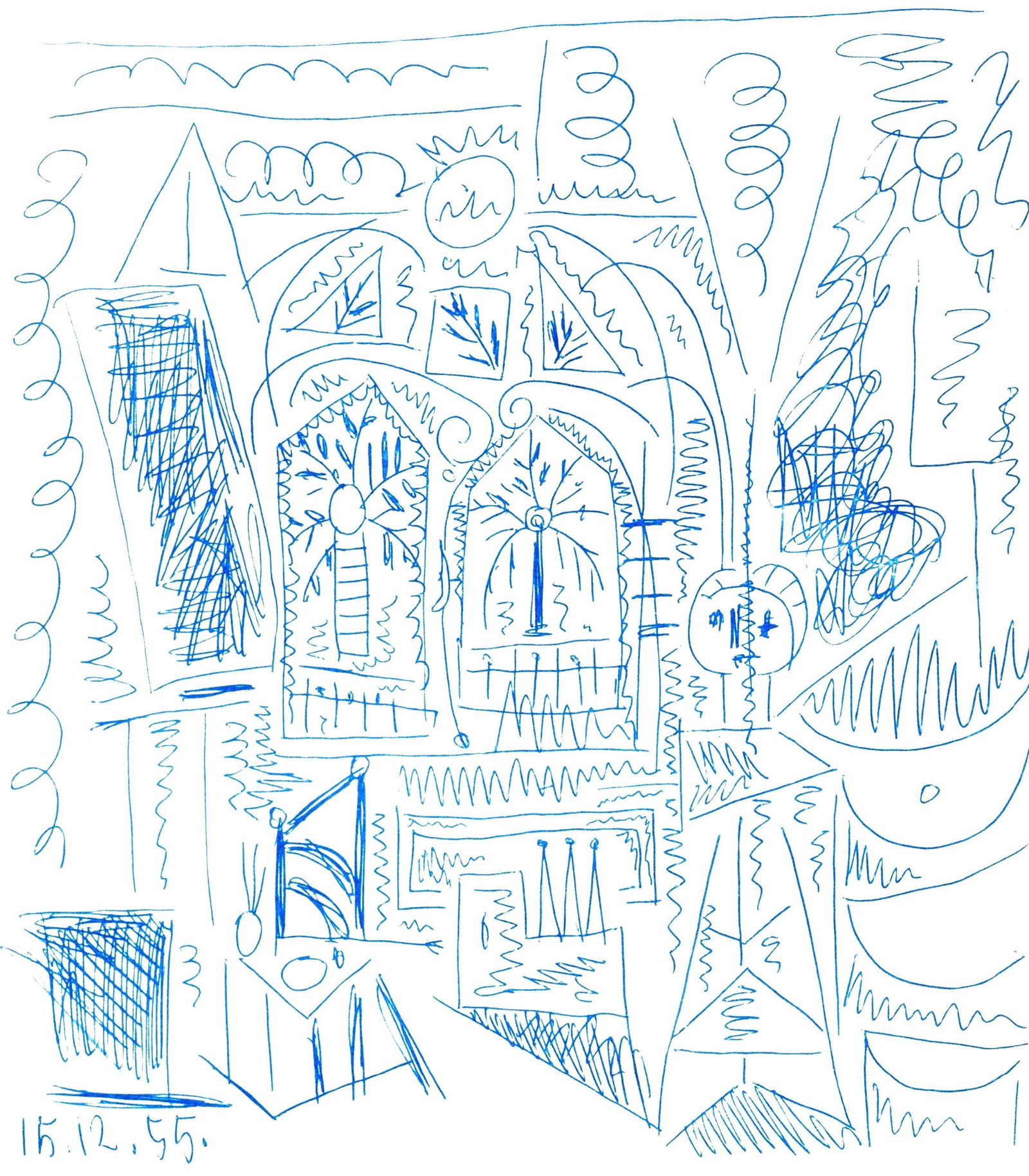 Pablo Picasso, Composition (Cramer 101), Carnet de la Californie, Limited Edition Collotype: Collotype on velin d'Arches paper. Paper size: 16.5 x 10.375 inches. Inscription: Unsigned and unnumbered, as issued. Catalogue raisonne reference: Goeppert, Sebastian, et al. Pablo Picasso, the Illus