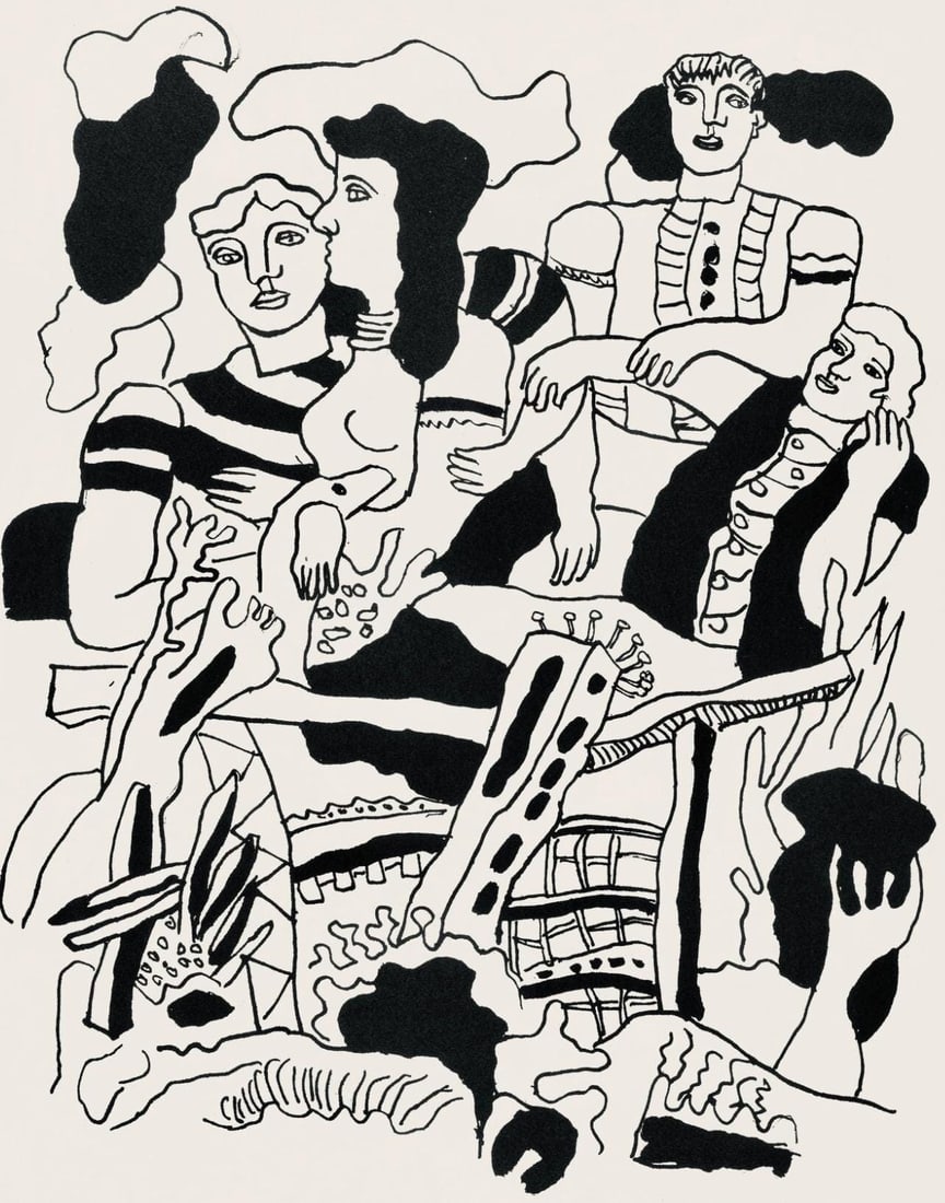 Fernand Leger, Composition, Cirque, Lithographies Originales, Limited Edition Lithograph: Lithograph on velin d'Arches paper. Paper size: 16.63 x 12.69 inches. Excellent condition. Unsigned and unnumbered, as issued. Notes: From the folio, Cirque, Lithographies Originales, 1950. Published