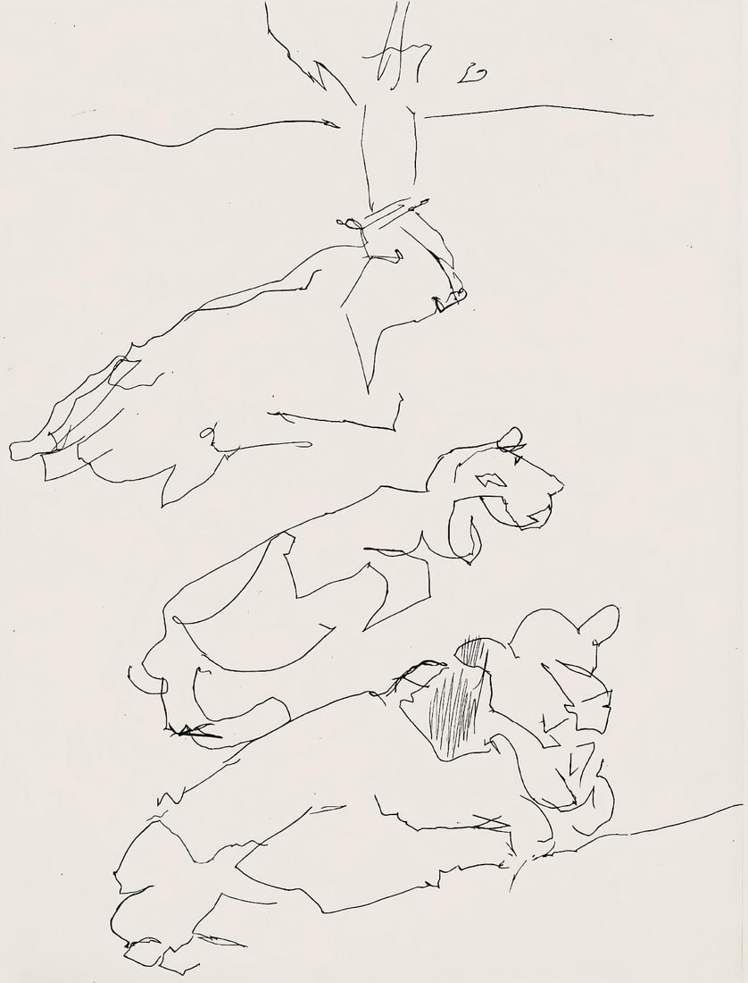 Jacques Villon, Composition (Ginestet/Pouillon 42-64), Hesiode, Les Travaux et les Jours, Limited: Etching on velin de Rives paper. Paper size: 15.75 x 12 inches. Excellent condition. Unsigned and unnumbered, as issued. Notes: From the folio, Hesiode, Les Travaux et les jours. Eaux-fortes de Jacque