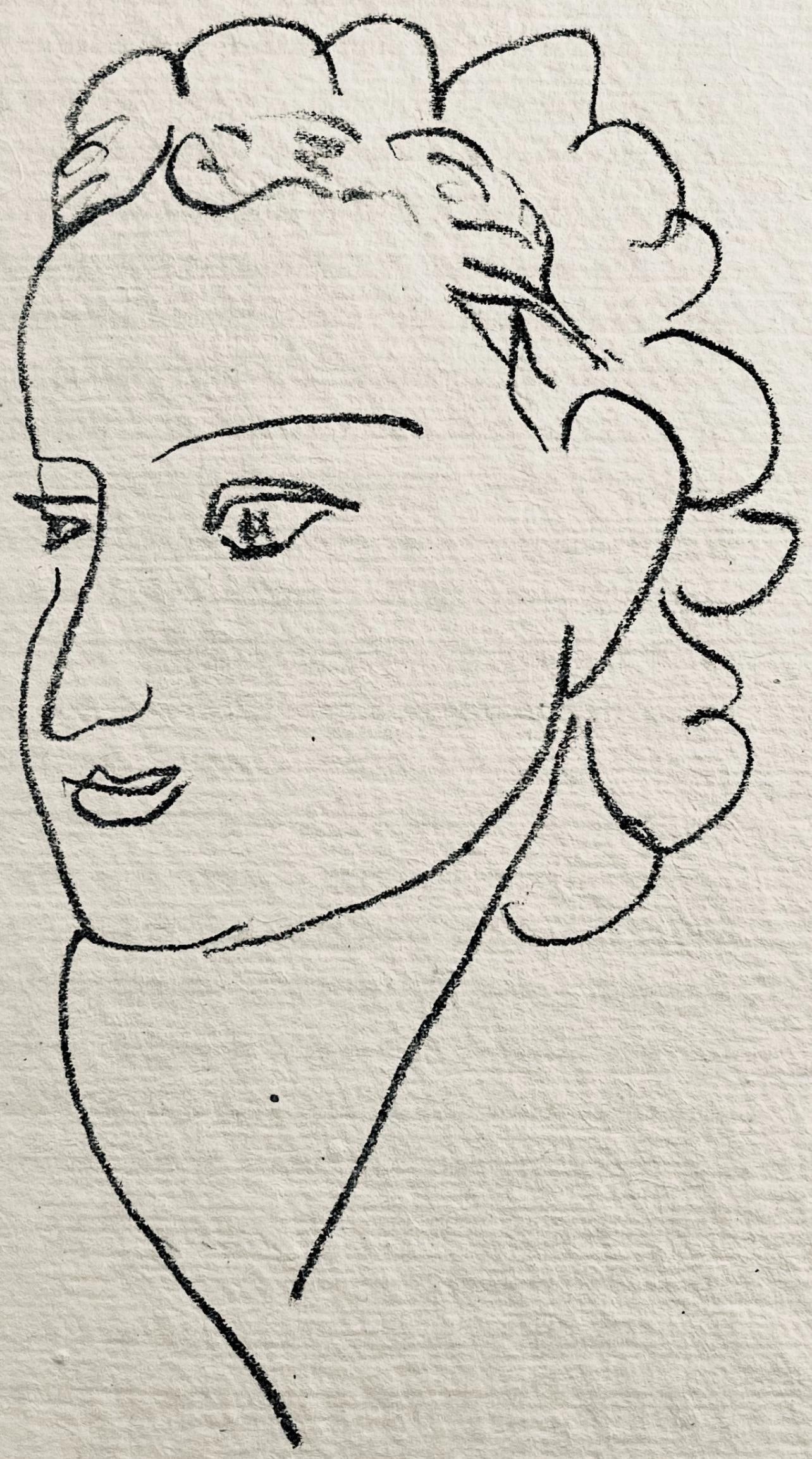 Henri Matisse, Lithographie V (Duthuit 20), Repli, Gravures de Henri Matisse, Limited Edition: Lithograph on velin a la forme des papeteries d'Arches paper. Unsigned and unnumbered. Paper Size: 10 x 6.375 inches. Excellent condition. Notes: From the volume, Repli, Gravures de Henri Matisse, 194