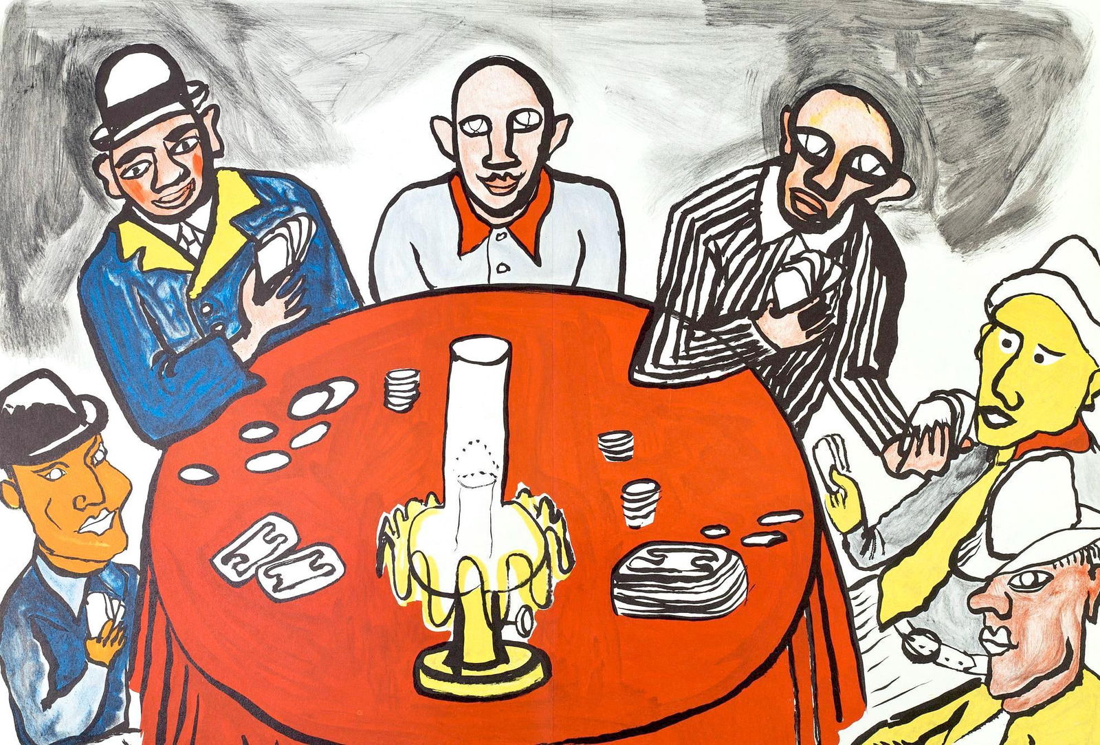 Alexander Calder, Joueurs de cartes III, Derriere le miroir, Limited Edition Lithograph: Lithograph on velin paper. Paper Size: 15 x 22 inches, with centerfold, as issued. Inscription: Unsigned and unnumbered, as issued. Condition: Very good/excellent, consistent with age. Notes: From the