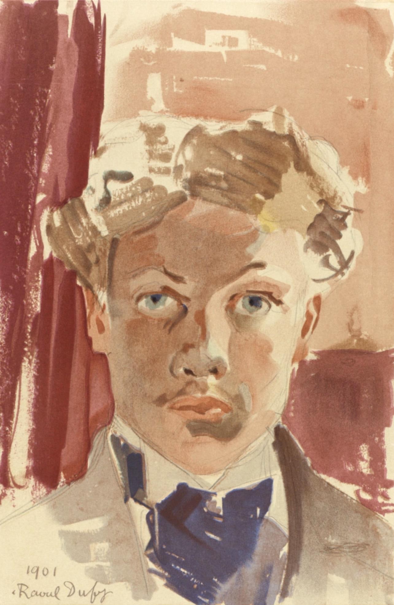 Raoul Dufy, Autoportrait, Lettre a mon peintre Raoul Dufy, Limited Edition Lithograph: Lithograph on velin Arjomari paper. Paper Size: 11.75 x 9.375 inches. Inscription: Signed in the plate and unnumbered, as issued. Notes: From the folio, Lettre a mon peintre Raoul Dufy, 1965. Publishe