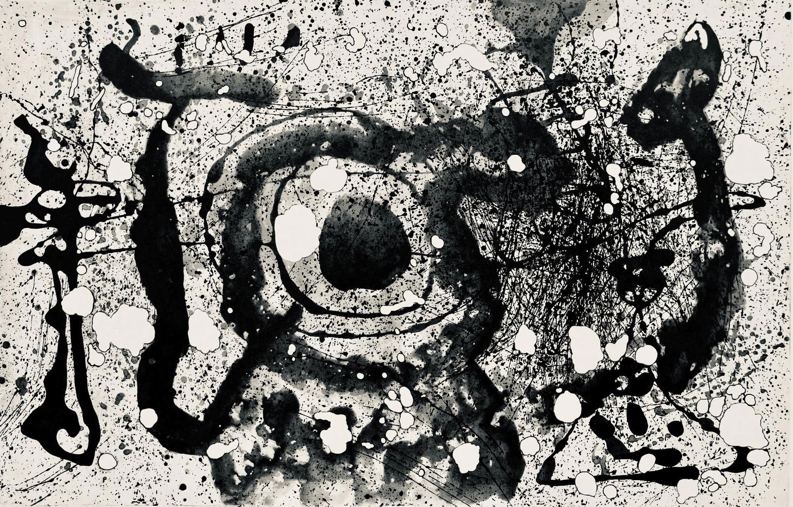 Joan Miro, Composition (Dupin 279), Derriere le miroir, Limited Edition Lithograph: Lithograph on velin paper. Paper size: 15 x 22 inches. Excellent condition, with centerfold, as issued. Inscription: Unsigned and unnumbered, as issued. Notes: From Derriere le miroir, N deg 121-122,