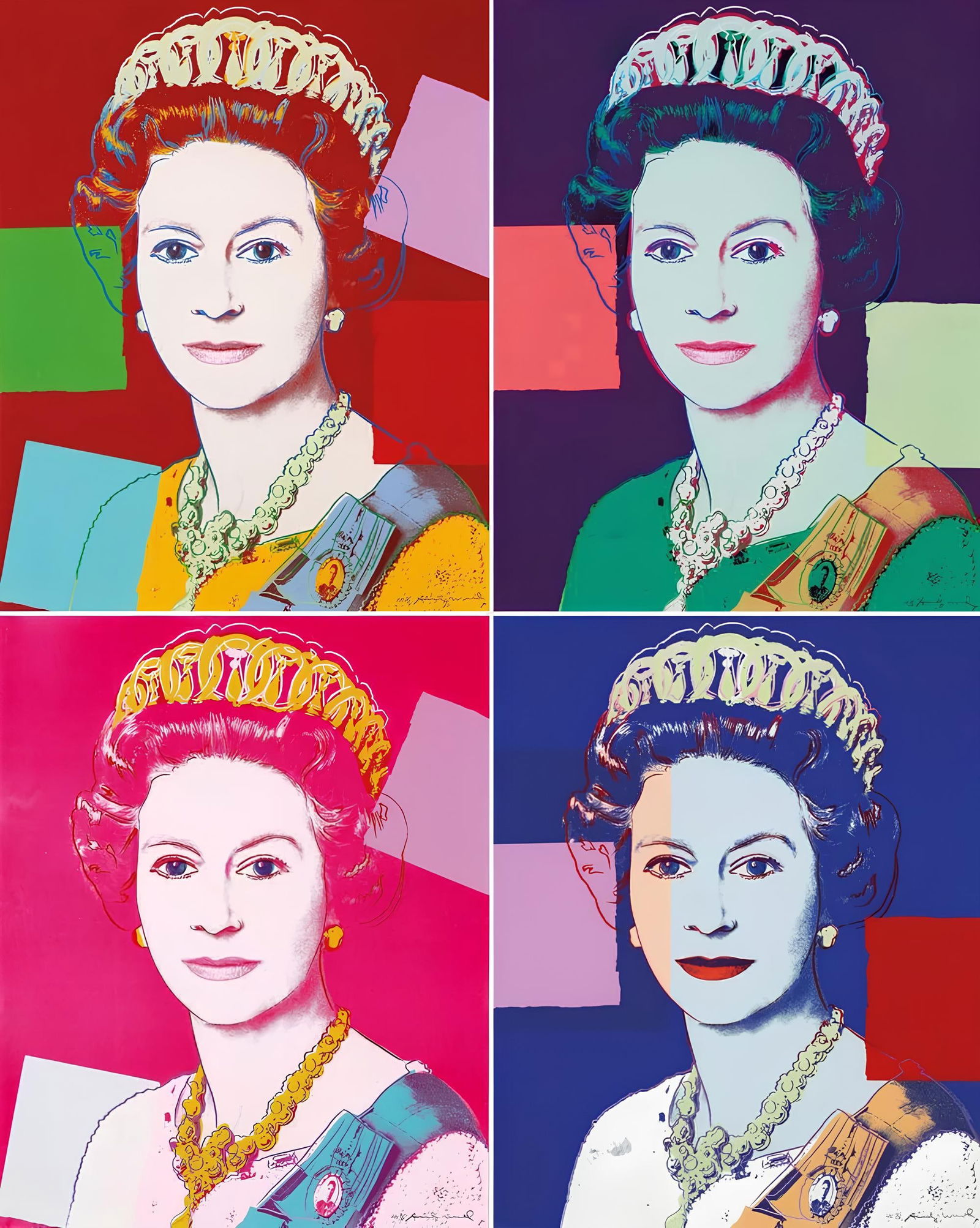 Andy Warhol, Queen Elizabeth II, no334, no335, no336, no337, Suite of Four, Official Limited (1 of 4)