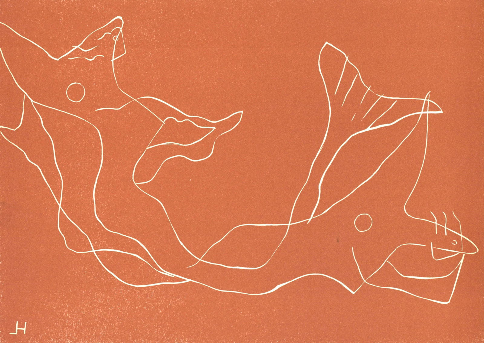 Henri Laurens, Sirenes (Volker 13), Societe internationale d'art XXe siecle, Limited Edition Linocut: Linocut on velin paper. Paper Size: 9.65 x 12.4 inches. Inscription: Signed in the plate and unnumbered, as issued. Catalogue raisonne references: Volker, Brigitte, et al. Henri Laurens : Werkverzeich