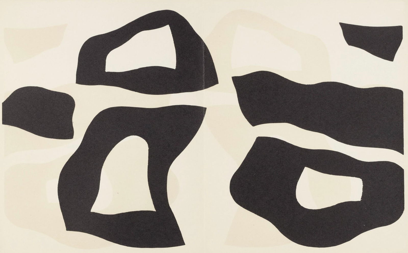 Hans Jean Arp, Composition (Arntz 148-175; Hagenbach A 25; Bolliger 54), Dreams and Projects,: Woodcut on velin d'Arches paper. Paper size: 11.25 x 17.75 inches. Excellent condition, with centerfold, as issued. Inscription: Unsigned and unnumbered, as issued. Notes: From the folio, Jean Arp, Dr