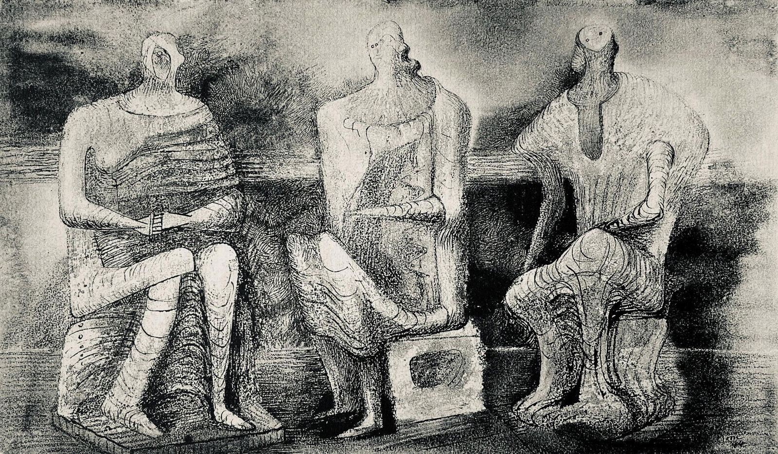 Henry Moore, Seated Figures, The Drawings of Henry Moore, Limited Edition Lithograph (1 of 4)