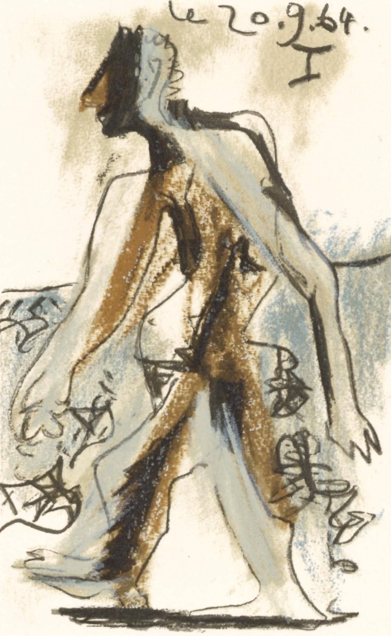 Pablo Picasso, 20.9.64. I (Cramer 148), Le Gout du Bonheur, Limited Edition Mixed Media Lithograph (1 of 4)