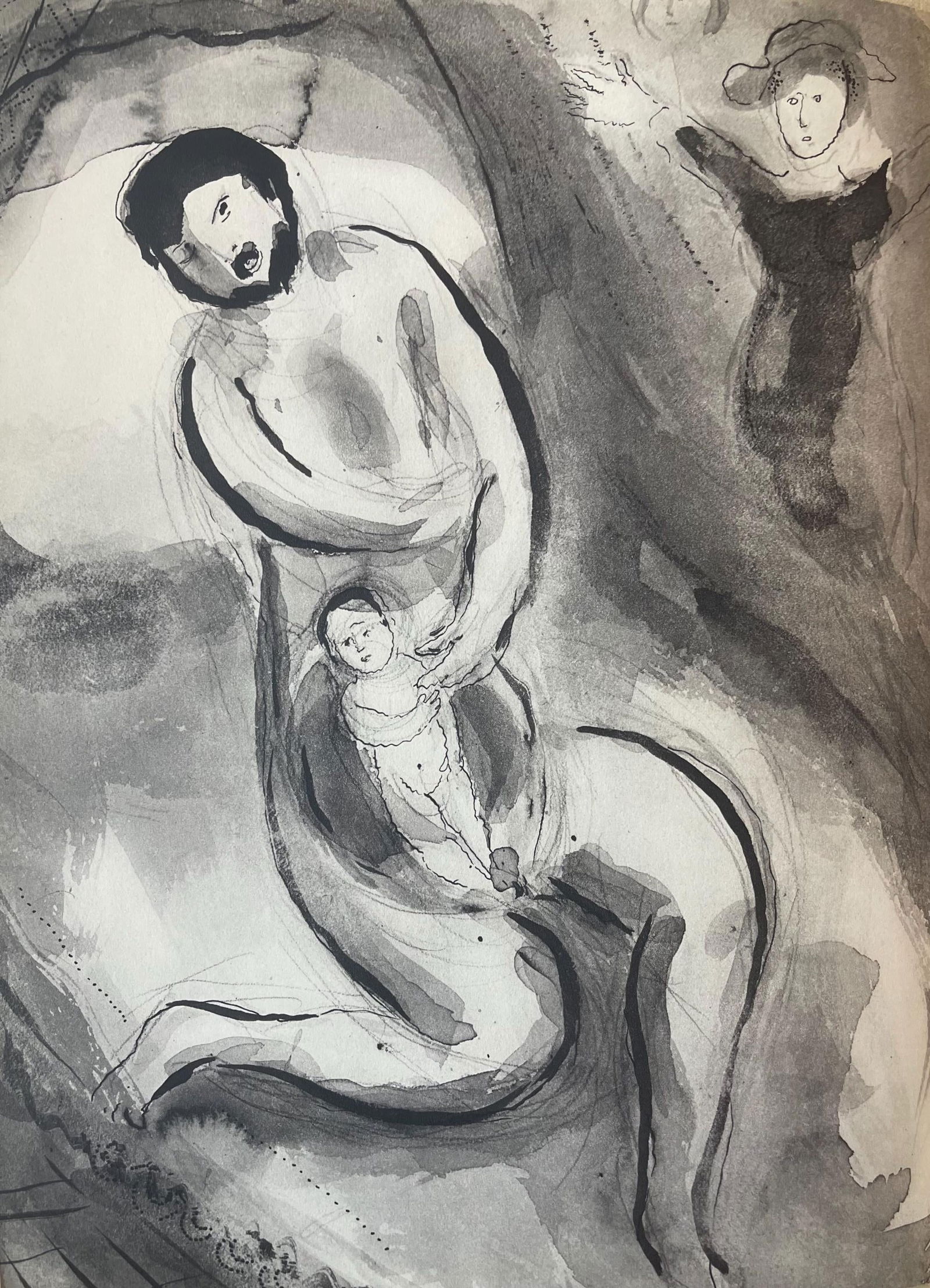 Marc Chagall, Composition, Contes de Boccace, Verve: Revue Artistique et Litteraire, Limited Edition: Lithograph on velin des Papeteries du Marais paper. Unsigned and unnumbered. Paper Size: 13.94 x 10.31 inches. Excellent condition. Notes: From the volume, Verve: Revue Artistique et Litteraire, Vol.