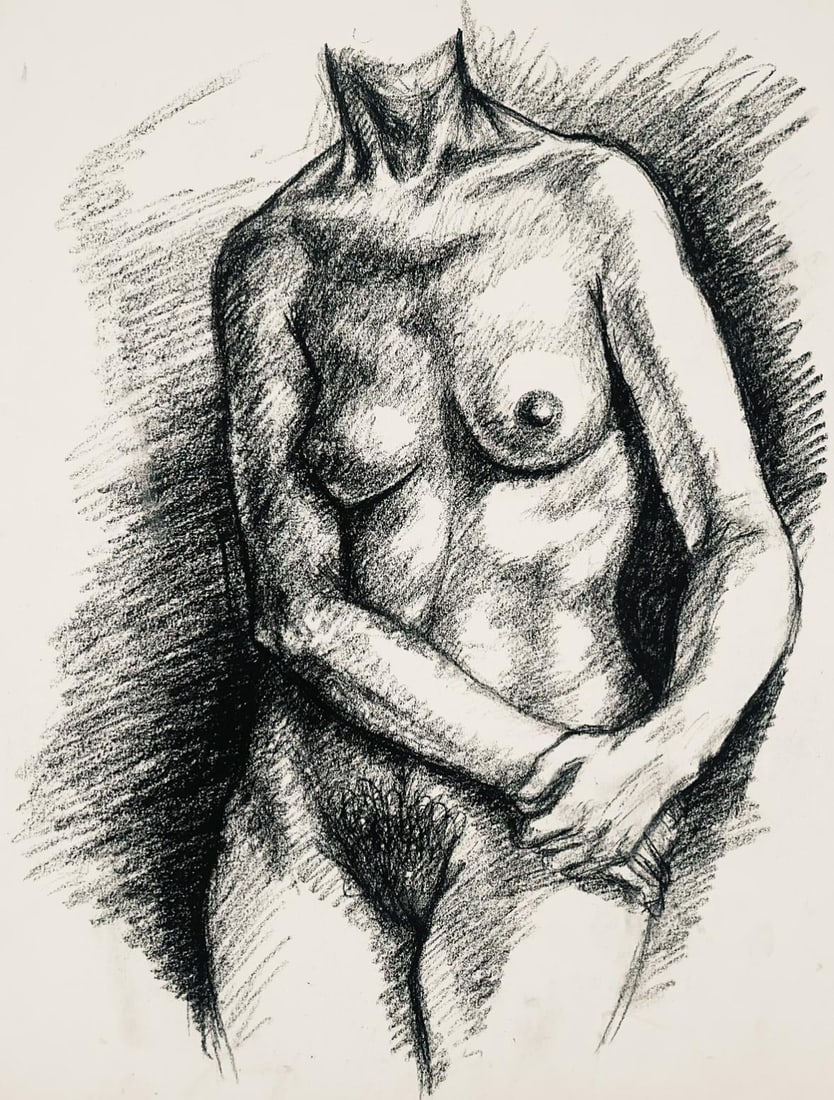 Ian Hornak, Renaissance Female Nude Figure Study, 1963, Original Drawing (1 of 4)