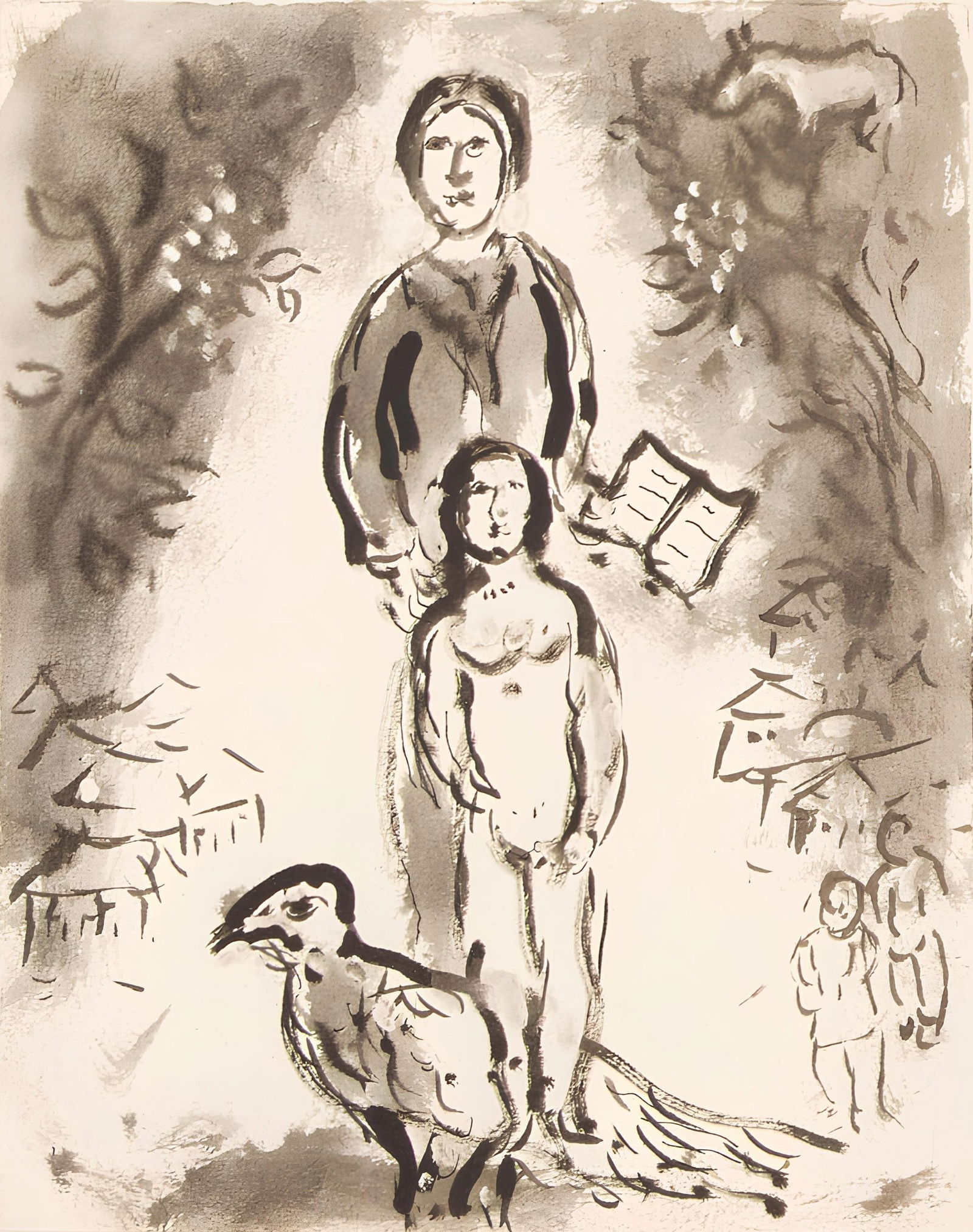 Marc Chagall, Composition, Lettres d'hivernage, Limited Edition Lithograph: Lithograph on velin Mazarine paper. Paper Size: 11 x 9 inches. Excellent condition. Inscription: Unsigned and unnumbered, as issued. Notes: From the album, Lettres d'hivernage, 1973. Published by Edit