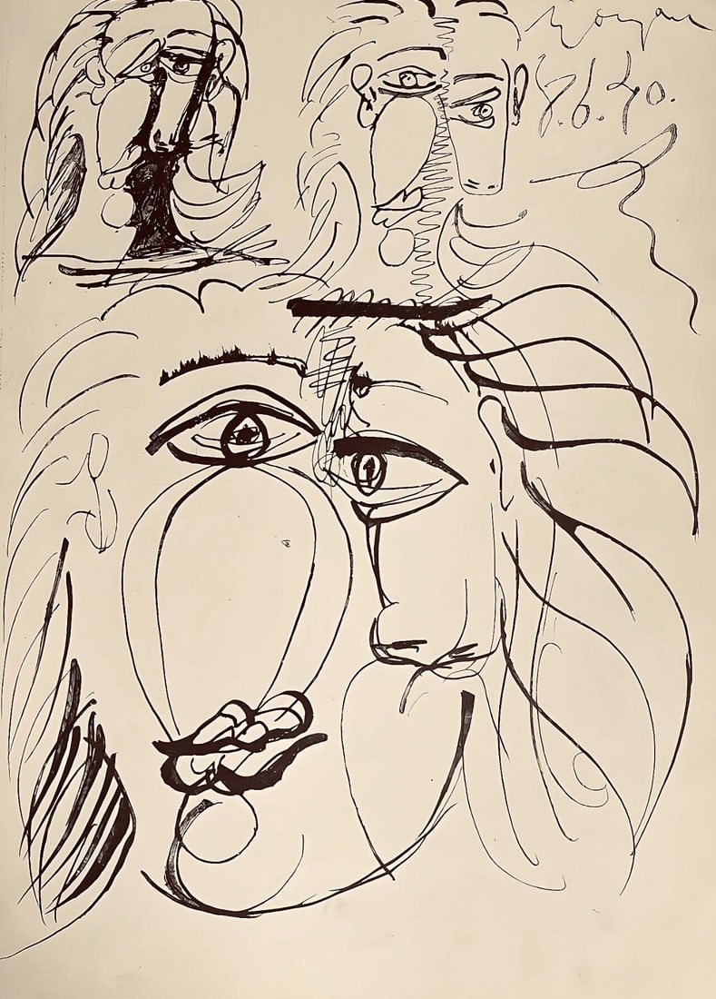 Pablo Picasso, Composition, Carnet de dessins de Picasso, Cahiers d'Art, Limited Edition Lithograph (1 of 4)