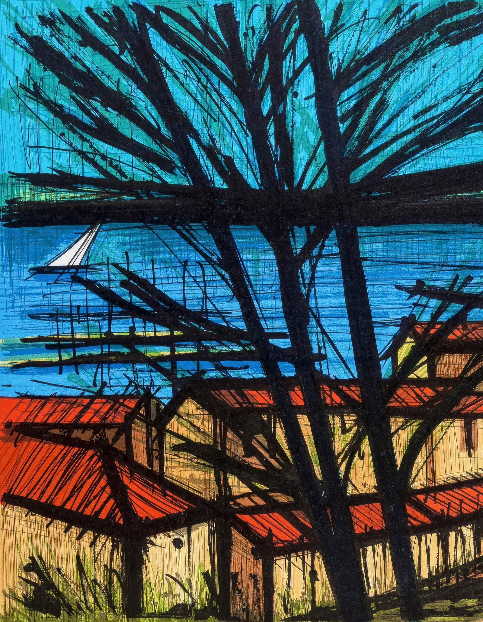 Bernard Buffet, Saint-Tropez, from Lithographs I, Limited Edition Lithograph, 1979 (1 of 4)