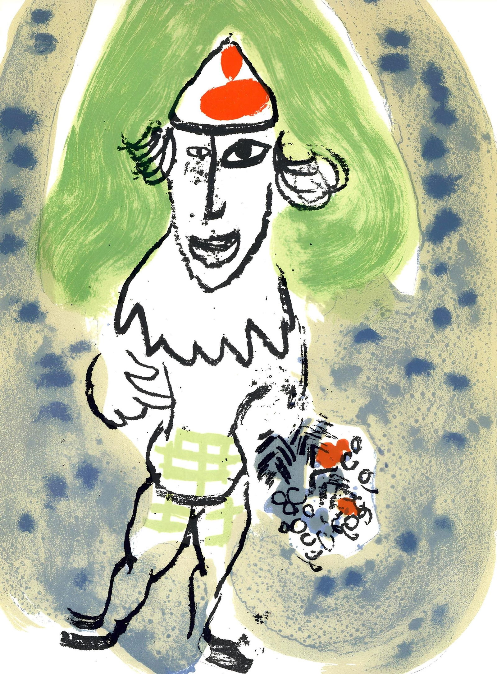 Marc Chagall, Composition (Mourlot 468), Derriere le miroir, Limited Edition Lithograph: Lithograph on velin Chiffon de Mandeure paper. Paper size: 10 x 7.475 inches. Excellent condition. Unsigned and unnumbered, as issued. Notes: From the album, Lithographies et Eaux-Fortes Originales, L