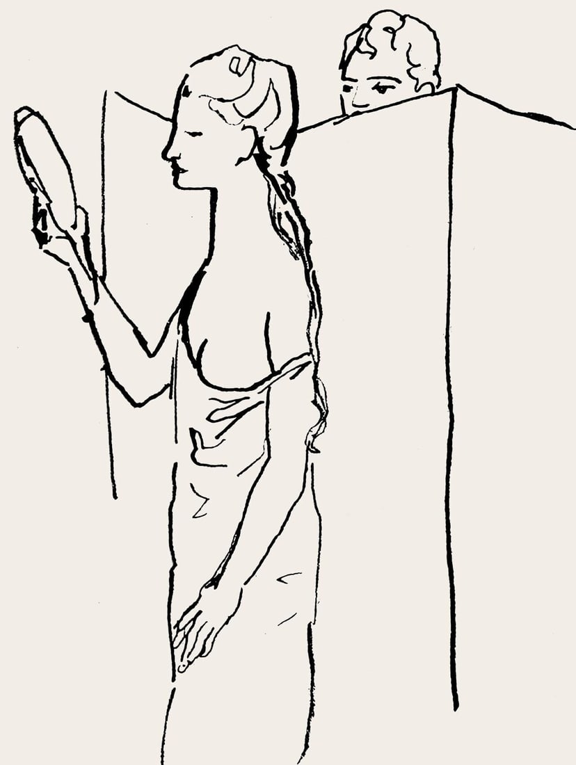 Pablo Picasso, Composition (Hodorisch B2), Le manuscrit trouve dans un chapeau, Limited Edition: Lithograph on velin des papeteries Lafuma paper. Paper size: 8.27 x 6.1 inches. Excellent condition. Unsigned and unnumbered, as issued. Notes: From the album, Le manuscrit trouve dans un chapeau, orn