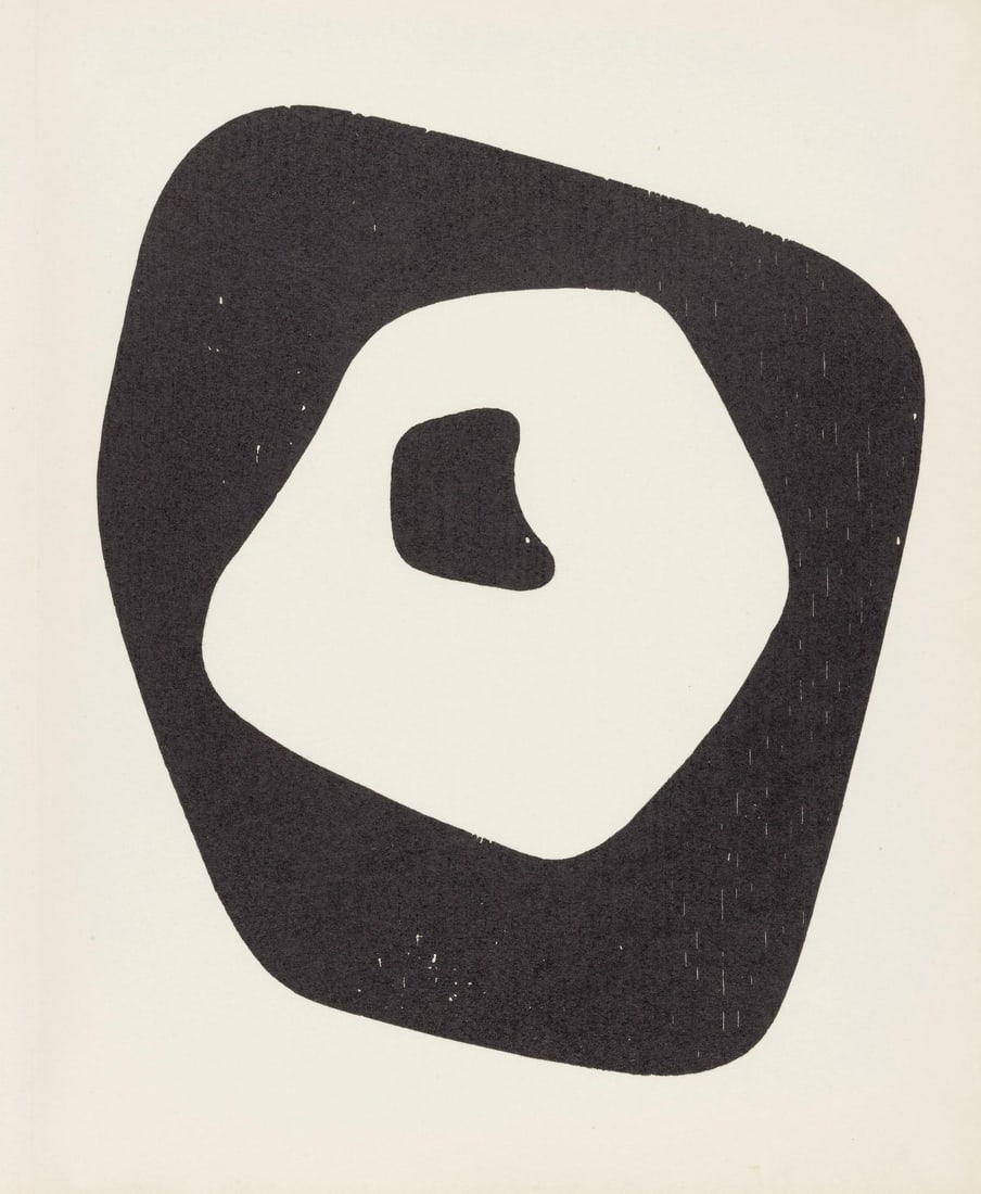 Hans Jean Arp, Composition (Arntz 148-175; Hagenbach A 25; Bolliger 54), Dreams and Projects,: Woodcut on velin d'Arches paper. Paper size: 11.25 x 8.875 inches. Excellent condition. Inscription: Unsigned and unnumbered, as issued. Notes: From the folio, Jean Arp, Dreams and Projects, 1951-1952