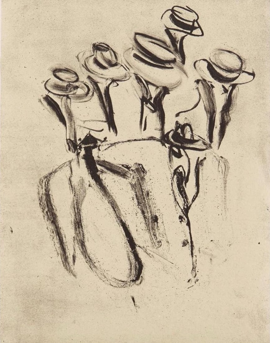 Willem de Kooning, Composition, Poems, Limited Edition Lithograph: Lithograph on papier Kitakata a la main, mounted on papier Cartiere Enrico Magnani a la main paper, as issued. Paper Size: 23.5 x 19 inches. Excellent condition. Inscription: Unsigned and unnumbered,