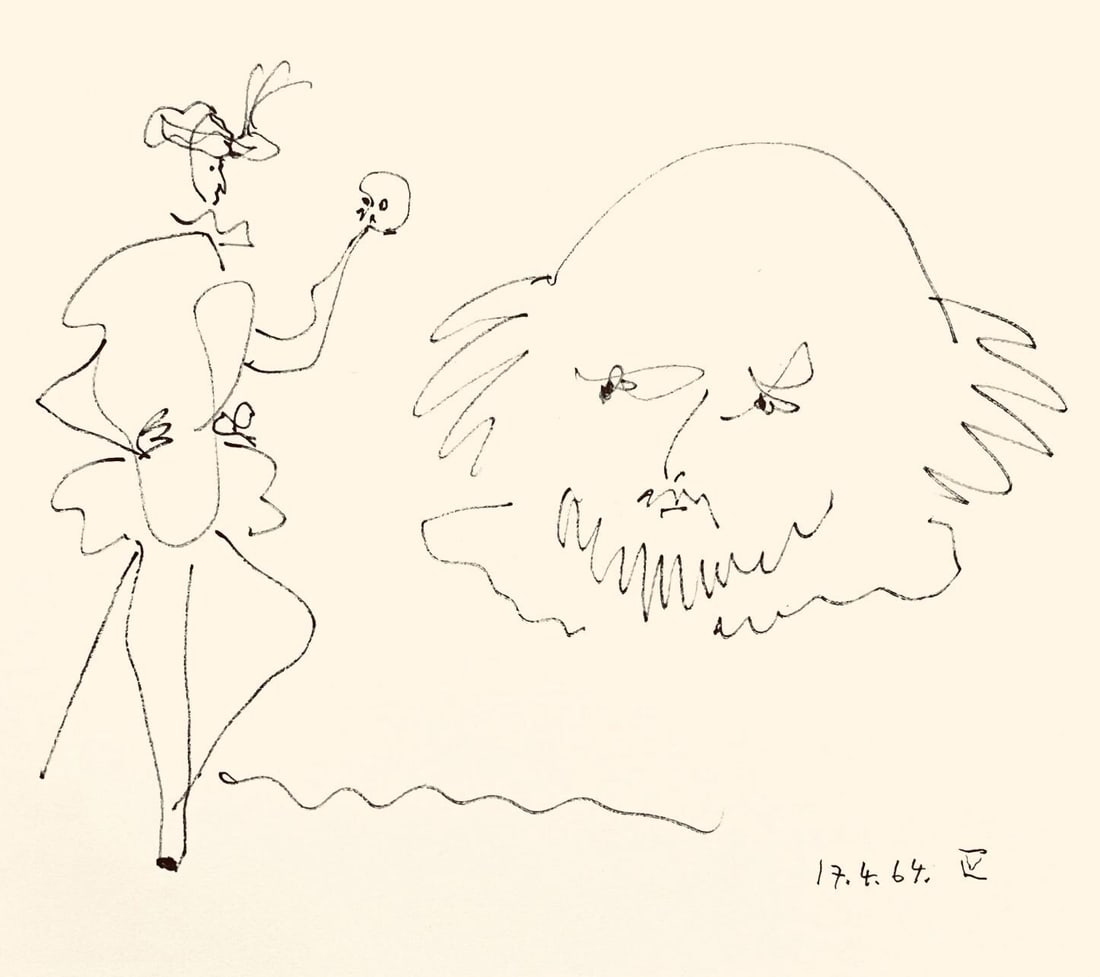 Pablo Picasso, Shakespeare IV (Bloch 1197), Picasso-Aragon Shakespeare, Limited Edition Lithograph: Lithograph on velin paper. Paper Size: 19 x 13 inches. Excellent condition. Inscription: Unsigned and unnumbered, as issued. Notes: From the volume, Picasso-Aragon Shakespeare, 1965. Published by Harr