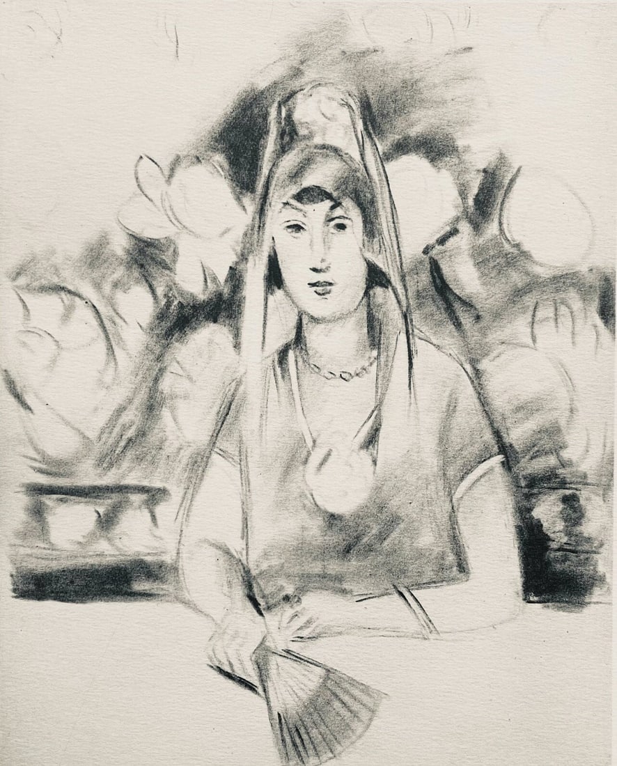 Henri Matisse, Composition (Dutel 3), Dessins de Henri-Matisse, Limited Edition Lithograph: Lithograph on velin Lafuma paper. Unsigned and unnumbered. Paper Size: 10 x 8 inches. Excellent condition. Notes: From the album, Dessins de Henri-Matisse, 1925. Published by Editions des Quatre Chemi