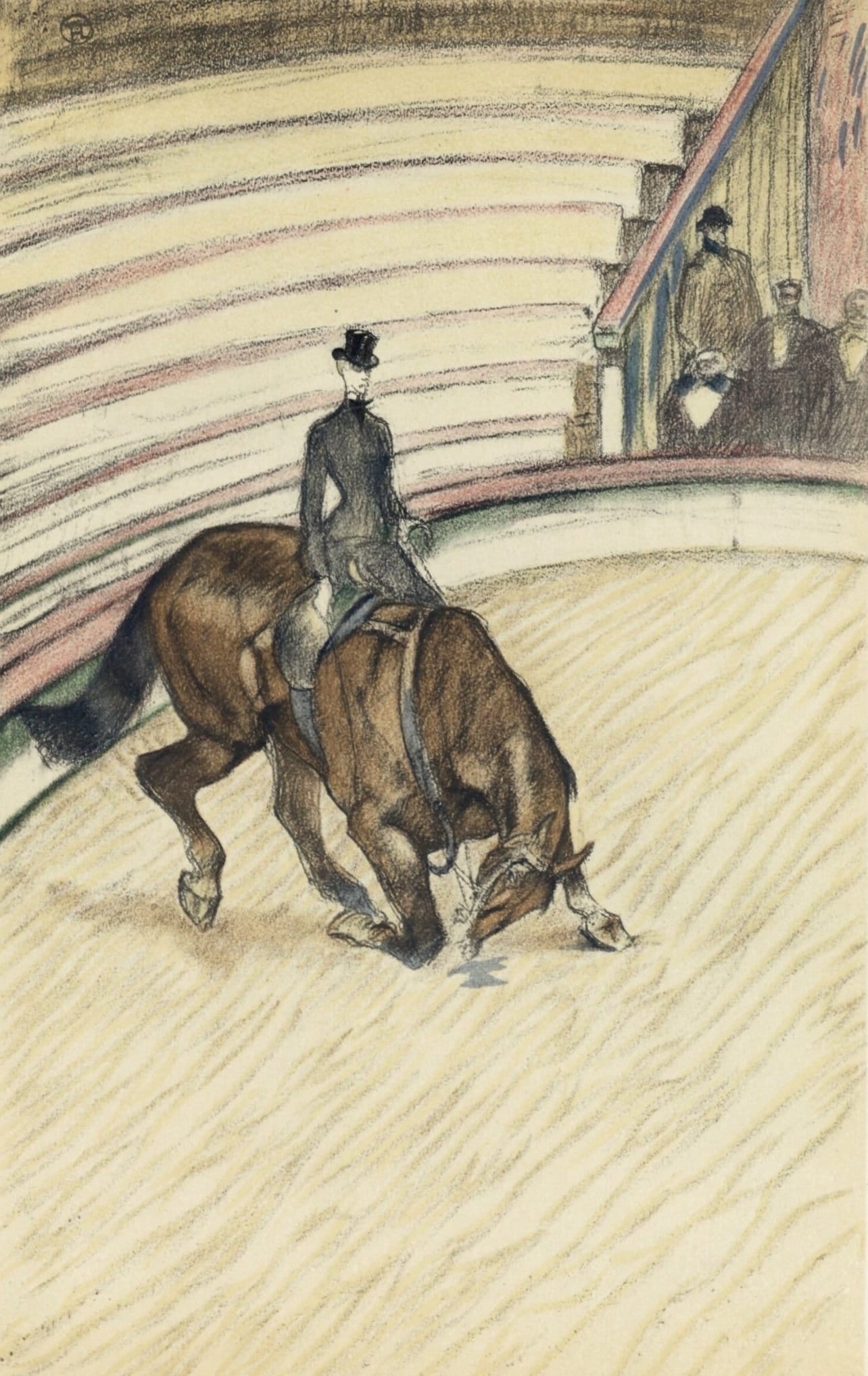 Henri de Toulouse-Lautrec, Ecuyere de haute ecole, The Circus by Toulouse-Lautrec, Limited Edition: Lithograph on velin paper. Unsigned and unnumbered. Paper Size: 12.125 x 9.25 inches. Excellent condition. Notes: From the album, The Circus by Toulouse-Lautrec, 1952. Published the Paris Book Center,