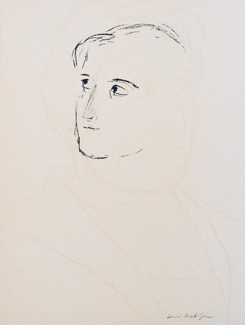 Henri Matisse, Mademoiselle Etta Cone, Portraits par Henri Matisse, Limited Edition Heliogravure: Heliogravure on velin paper, mounted on velin paper backing sheet, as issued. Paper Size: 12 x 9.25 inches; image size: 9.05 x 6.69 inches. Inscription: Signed in the plate and unnumbered, as issued.